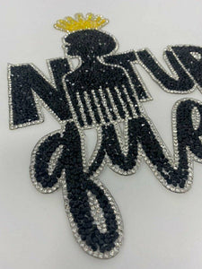 Rhinestone Patch, "Natural Queen" Super Bling Patch with Adhesive, Size 8.3" Czech Rhinestones, DIY Applique for Hats, Shirts, & Bags