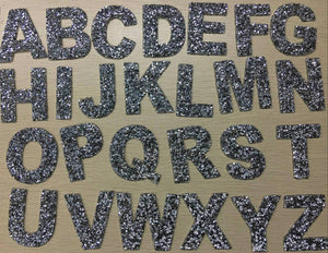 26-pc Set, SILVER Hotfix Rhinestone Letters, Full Alphabet A-Z,  Rhinestone Patch with Adhesive, Mesh Bling Letters, Size 2.28"