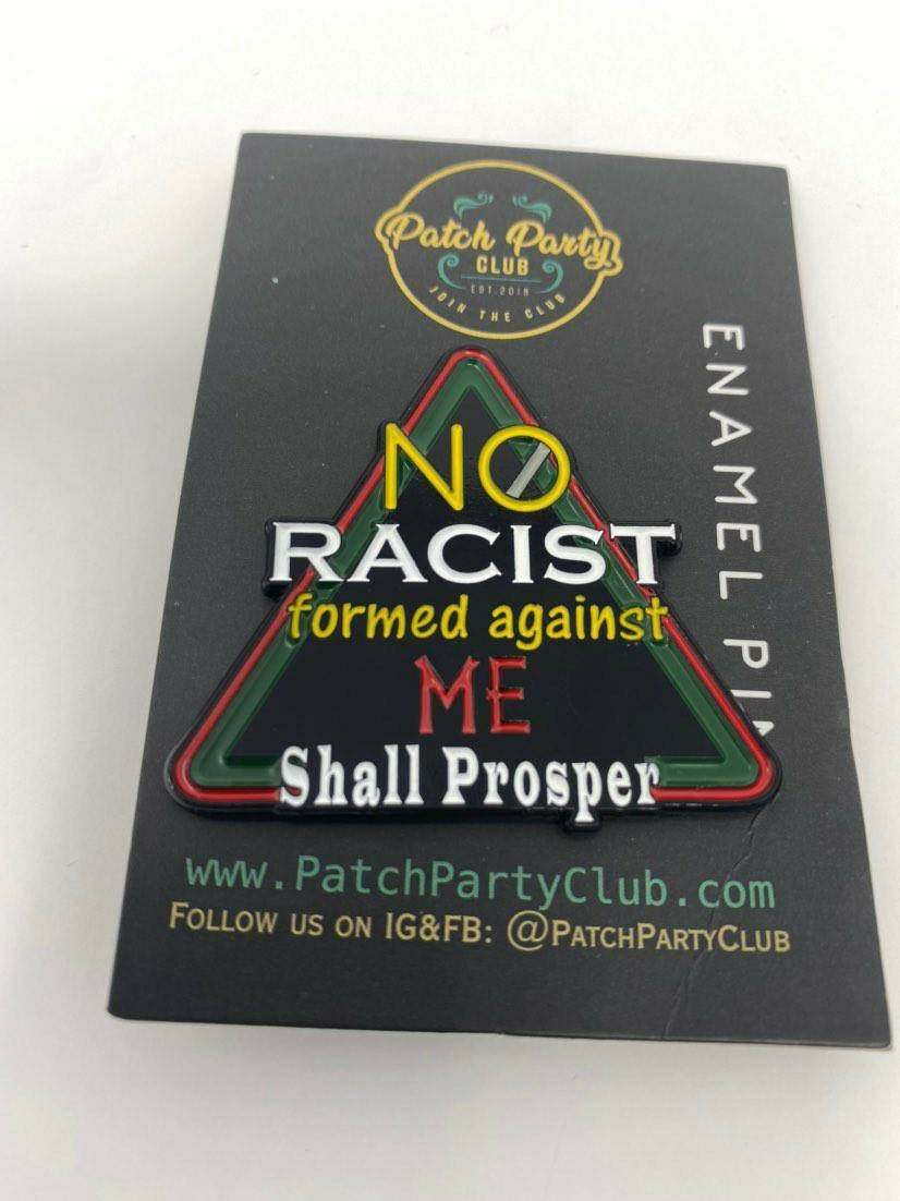 New, Enamel Pin "No RACIST Formed" Exclusive, African-American BLM Enamel Pin, Size 2", w/Butterfly Clutch| Socially Conscious Gifts