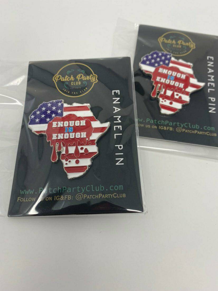 New, Enamel Pin "Enough is Enough" Exclusive, African-American BLM Enamel Pin, Size 2", w/Butterfly Clutch| Socially Conscious Gifts