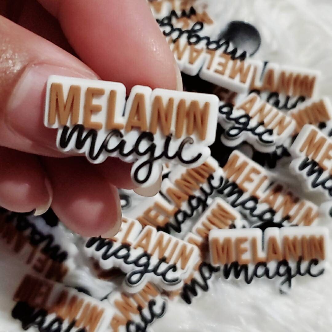 Exclusive 1-pc, "Melanin Magic" Afrocentric Charm for Crocs; Symbolic Statement Charms for Clogs;  Cute Charm for Shoes & Silicone Bracelets