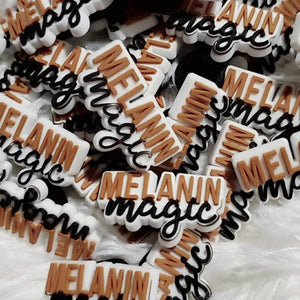 Exclusive 1-pc, "Melanin Magic" Afrocentric Charm for Crocs; Symbolic Statement Charms for Clogs;  Cute Charm for Shoes & Silicone Bracelets