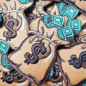 Medium: Bag of Money, NEW, Check a Bag Patch, Size 5, Iron-on 100%  Embroidered Patch; Entrepreneur Gift; Fun Jacket Patch, DIY