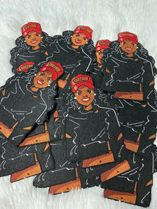 Exclusive Red Hat "Queenin" Iron-on Patch, 100% Embroidered Afrocentric Patch| Beautiful Black Queen|Jacket Patch|DIY Applique| Size 5"
