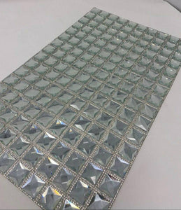 Glass Squares,Hot-fix Rhinestone Sheet for Blinging Clothes, Shoes, Handbags, Wine Glasses & More, 10" x 16.5" sz, 135 Squares w/8,000 Stone
