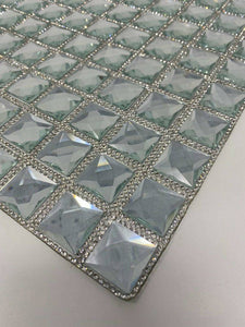 Glass Squares,Hot-fix Rhinestone Sheet for Blinging Clothes, Shoes, Handbags, Wine Glasses & More, 10" x 16.5" sz, 135 Squares w/8,000 Stone