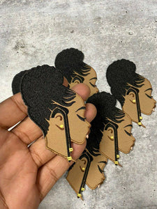 New, "Braided Beauty" Afrocentric-Diva Patch, 3.5" Iron-on Embroidered Patch, DIY, Craft Supplies, Melanin Magic, Black Girl Applique