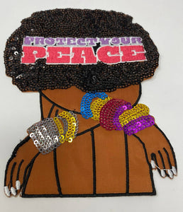 New, "Protect Your Peace" Sequins, Embroidery, & Satin, 6" Patch, Iron-on Exclusive Applique, Large Back Patch, Sequins Patch, Jacket Patch