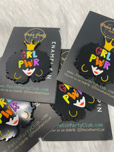 NEW, Pin Feminist, Enamel Pin "GRL POWER " Exclusive Lapel Pin, Grl Power Pin, Size 1.50 inches, with Butterfly Clutches