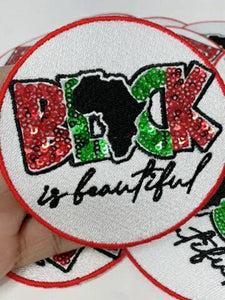 NEW Arrival, Sequins "Black Is Beautiful" Custom Patch (iron-on) 4'' Patch for Denim Jacket, Shirts, Hoodies, Camo, and More, DIY