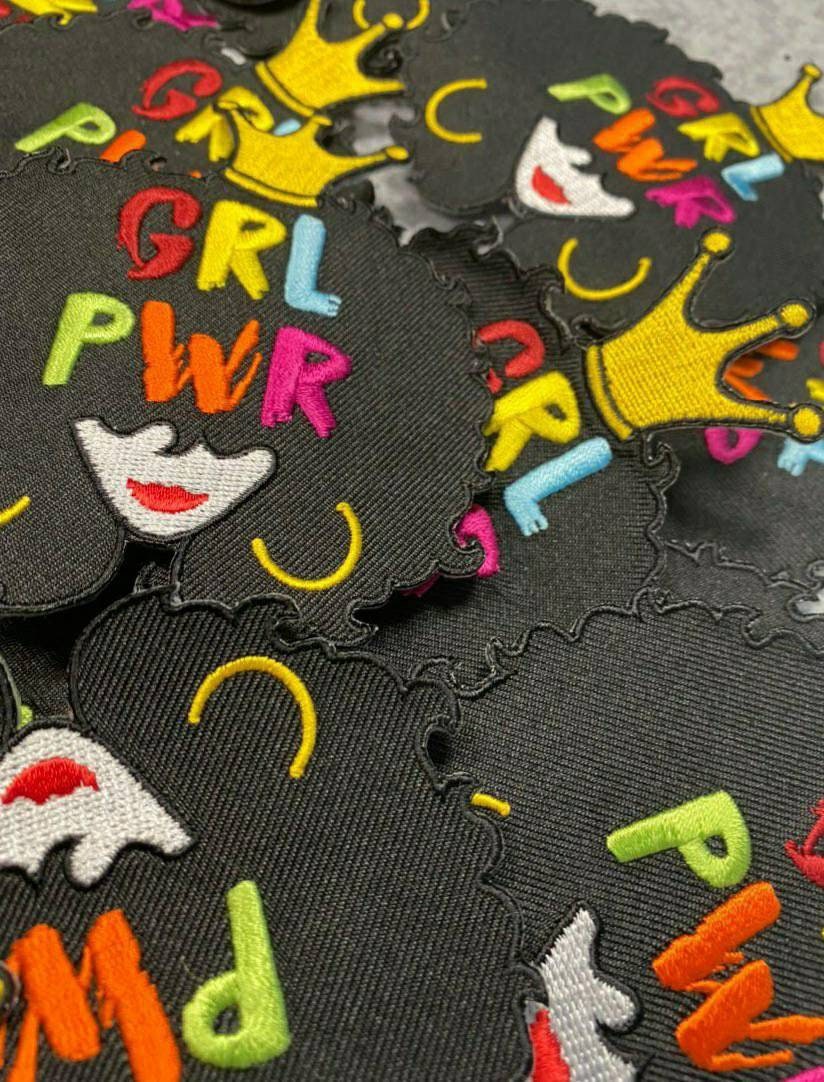 Gold Crown "GRL PWR" Female Empowerment Patch, Feminist Patch, Girls Colorful Iron-on Patch; DIY Patch, Size 4"