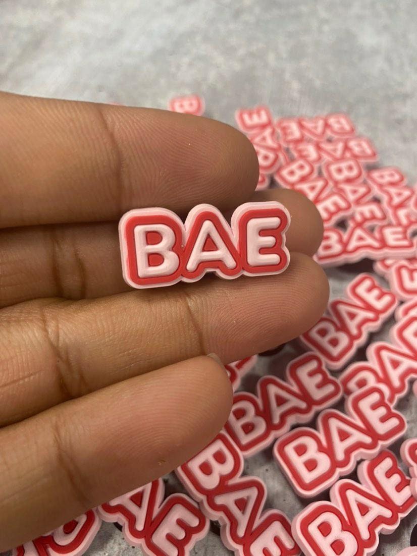 Exclusive 1-pc "BAE" Pink & Red Croc Charm; Symbolic Statement Charms for Clogs;  Cute Charm for Shoes and Silicone Bracelets
