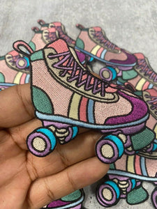 Cool, Embroidered Patch "Colorful Nolstalgic Rollerskate " 3.5-inch, Iron-on Patch, Cute Patch Badge