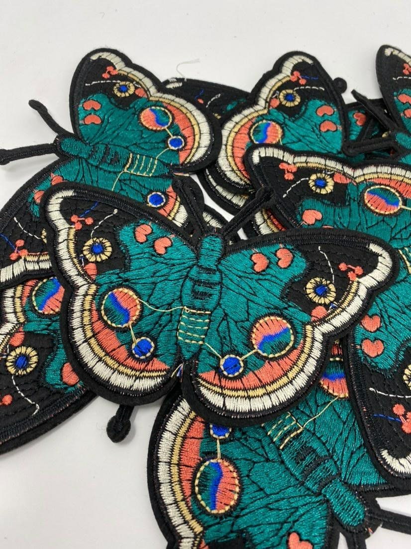 Colorful Patch, 5x2.5"-inch Embroidered Patch "Colorful Butterfly" iron-on, Patch/Applique, Statement Patch, Colorful Butterfly