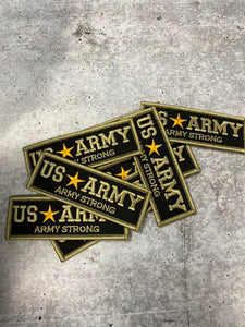 New "US ARMY" Military Emblem, Army Green & Black, with Gold Star, Embroidery Patch, Size 3"x1", Iron-on Patch, Small Badge for Clothing