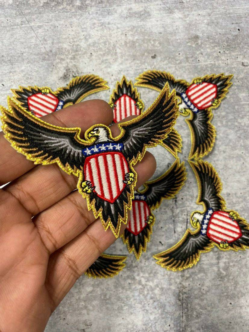 New Bald Eagle Military Emblem with 5-Stars and Red & White