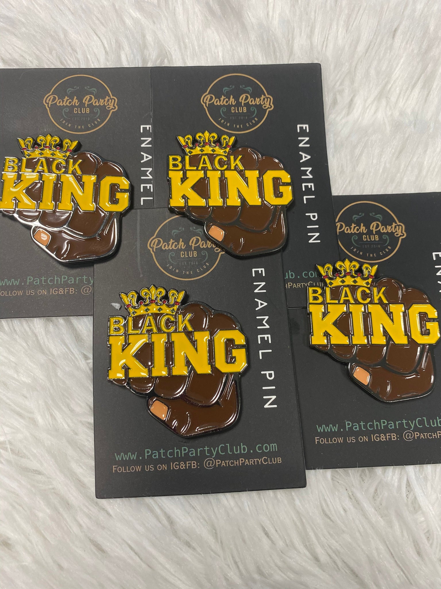 NEW, Pin Pro Black, Enamel Pin "King Fist with  Crown" Exclusive Lapel Pin, Size 1.50 inches, with 2 Butterfly Clutches