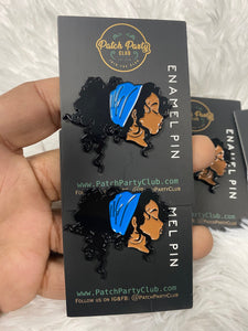 NEW, Enamel Pin "Fly Nubian Headwrap" Exclusive Lapel Pin, Popular Enamel Pins, Size 1.77 inches, w/Butterfly Clutch, Cool Pin For Apparel
