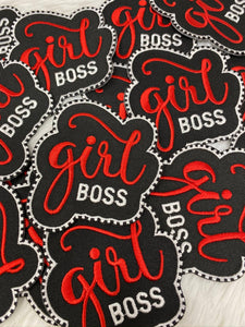 Red & Black, 1-pc "Girl Boss" Badge, Entrepreneur Homage Badge, Cute Iron-on Embroidered Patch, Craft Supplies, Small Patch, 2.5"