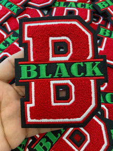 Monogram Letter, "B" Embroidered Word Black, Red, White, Black, Green, Size 6", Iron-on Backing, Medium Applique, Varsity Jackets, DIY Craft