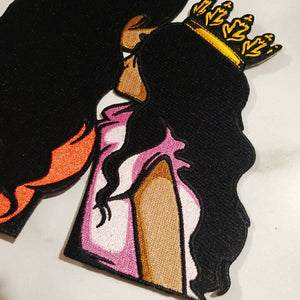 Exclusive, "Crowned Mommy & Me", Large Embroidery Patch, Size 8"x6", Iron-on Applique, Back Patch, Patch for Jackets