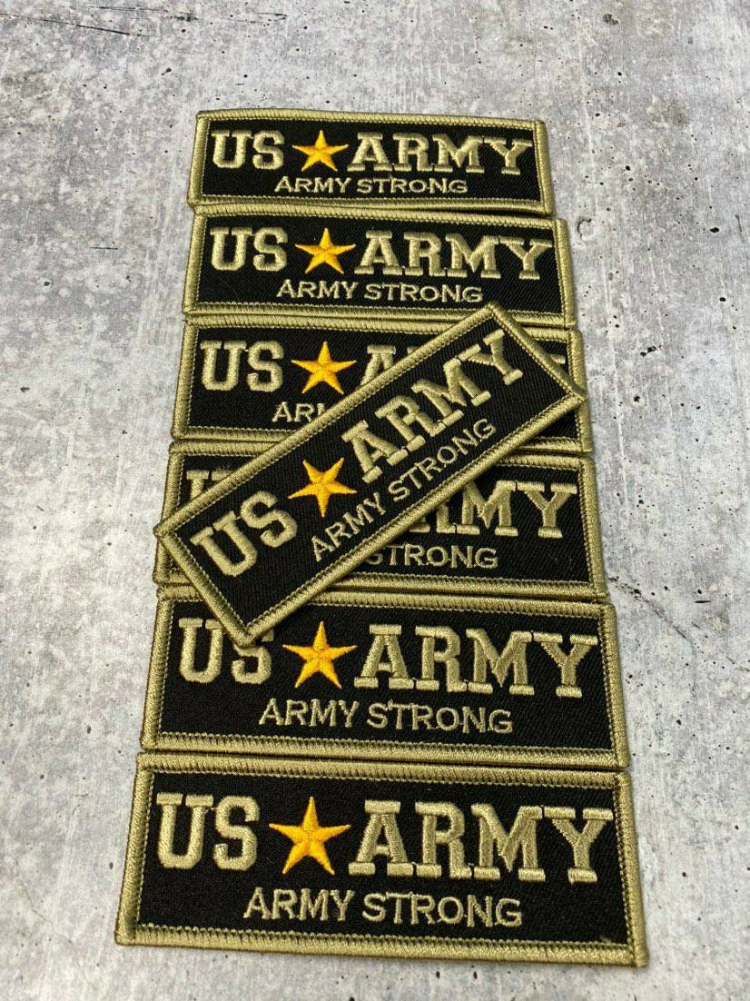 New "US ARMY" Military Emblem, Army Green & Black, with Gold Star, Embroidery Patch, Size 3"x1", Iron-on Patch, Small Badge for Clothing