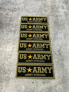 New "US ARMY" Military Emblem, Army Green & Black, with Gold Star, Embroidery Patch, Size 3"x1", Iron-on Patch, Small Badge for Clothing