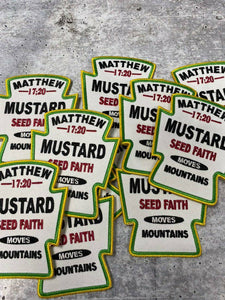 NEW,"Mustard Seed Faith", Moves Mountains, Inspirational Embroidered Patch, Size 3.5", Spiritual Patch, Patches for Clothing, Hats, and More