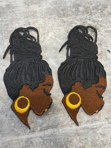 New, "Up-Do Diva W/ Locs" Afrocentric-Diva Patch, 4" Iron-on Embroidered Patch, DIY, Craft Supplies, Melanin Magic, Locs