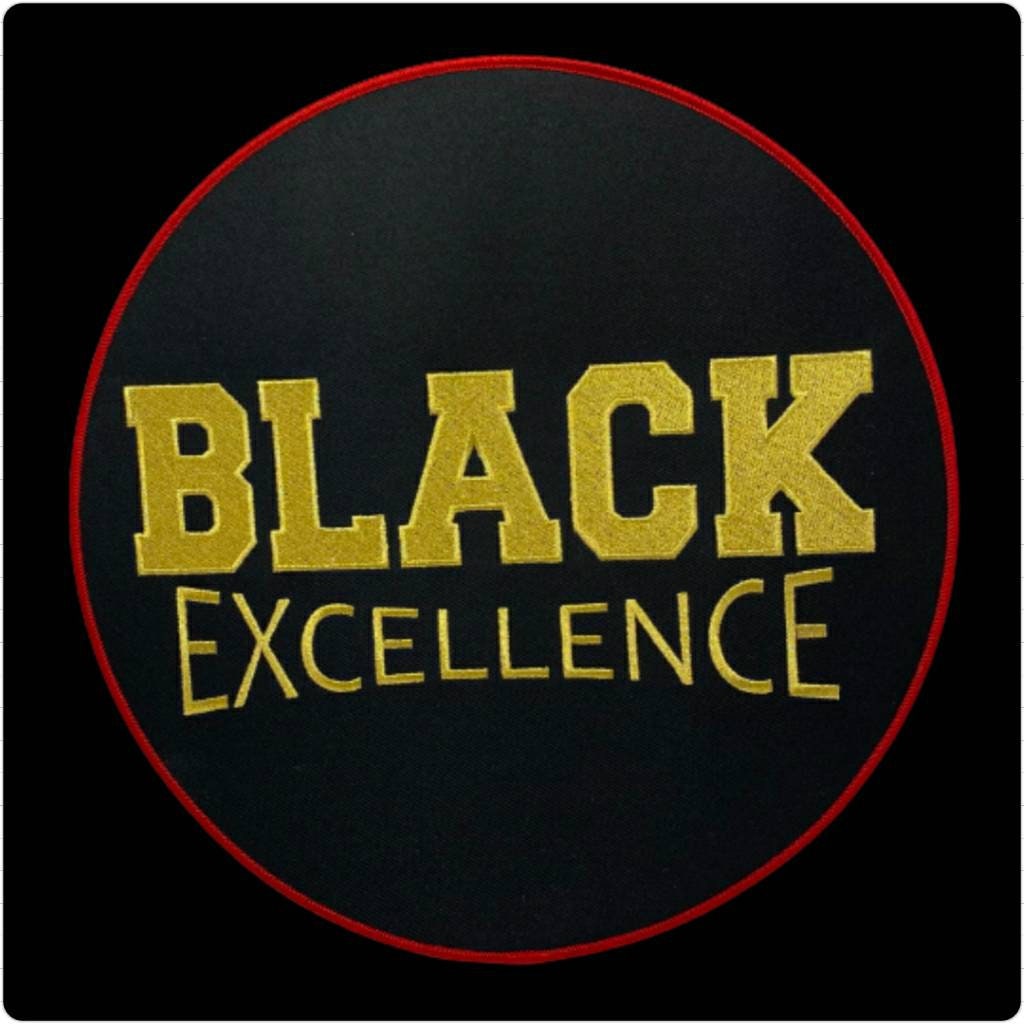 Embroidered, "Black Excellence," LARGE Patch for Jackets or Hoodies, Size 10", Metallic Gold Wording, Red Border, Black History Month Patch