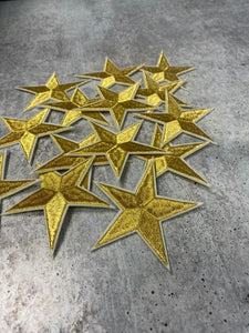 2pc/Metallic Gold Star Applique Set, Star Patch,2.5" inch,  Cool Applique For Clothing, Iron-on Embroidered Patch