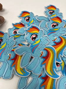 NEW, Exclusive Patch "Rainbow Blue  Pony" Iron-on Embroidered 3D Patch, Size 3.5''