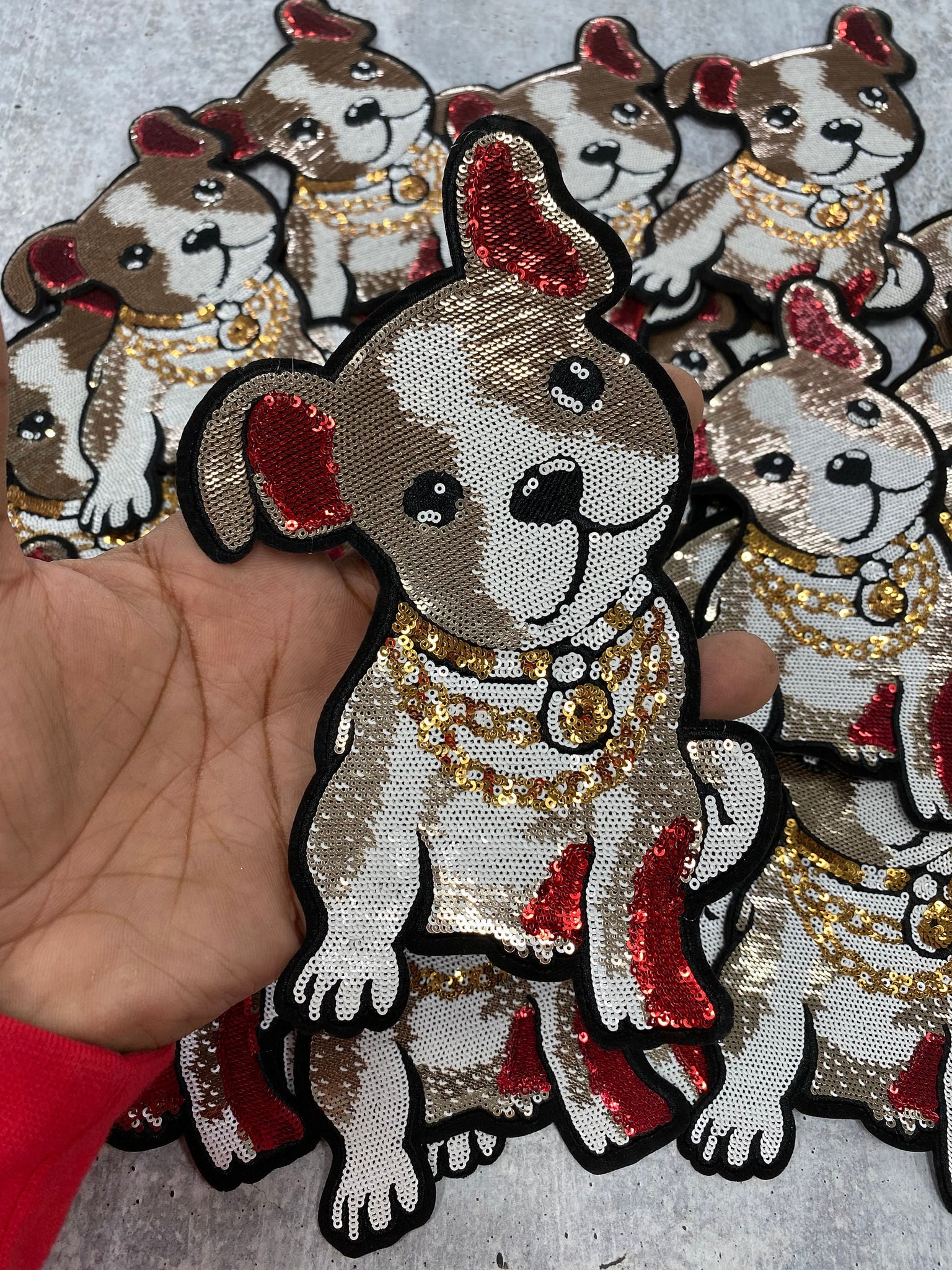 New Arrival, Cool Puppy With Chains, Iron-on Patch, Large Patch; Cool Bling Patch, DIY Applique; Vintage Patch, Animal Patch, Doggie Vest