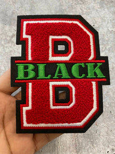 Script Letter Iron on Patch Embroidered Appliques Black, Red