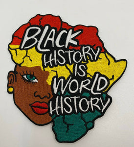 Beautiful,"Black History is World History", Queen Africa Hair, Exclusive Patch, Size 4", Black History Month Gifts