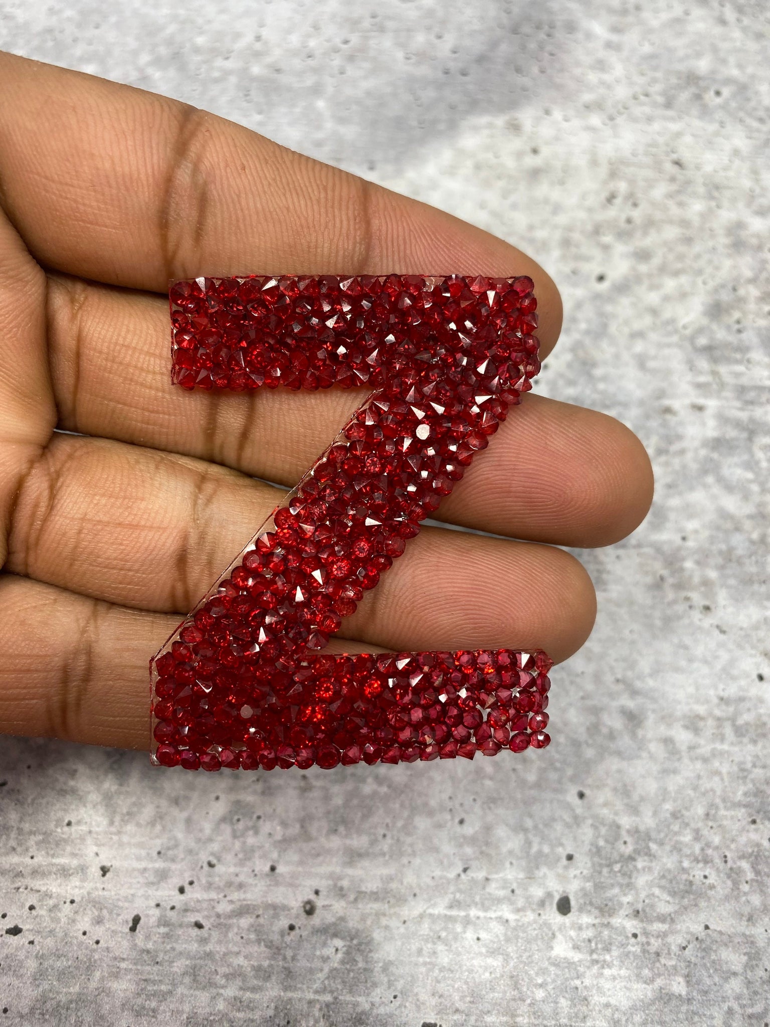 Red (1 pc)Hotfix Rhinestone Letters, Choose Your Letter, Rhinestone Patch with Adhesive, Mesh Bling Letters, Size 2.28"