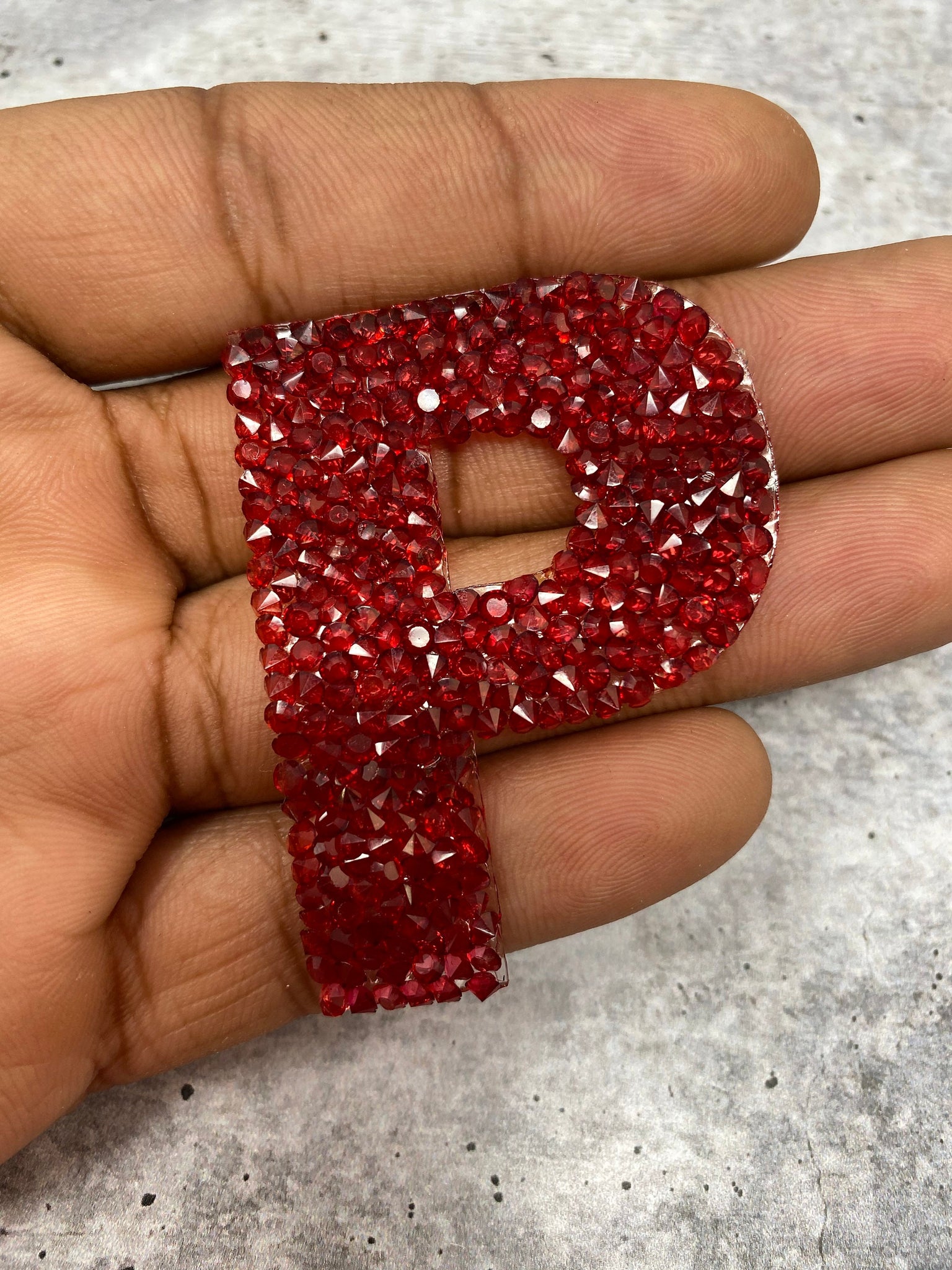 Red (1 pc)Hotfix Rhinestone Letters, Choose Your Letter, Rhinestone Patch with Adhesive, Mesh Bling Letters, Size 2.28"