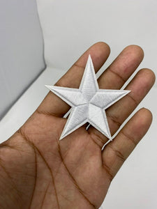 2pc/Metallic White Star Applique Set, Star Patch,2.5" inch,  Cool Applique For Clothing, Iron-on Embroidered Patch