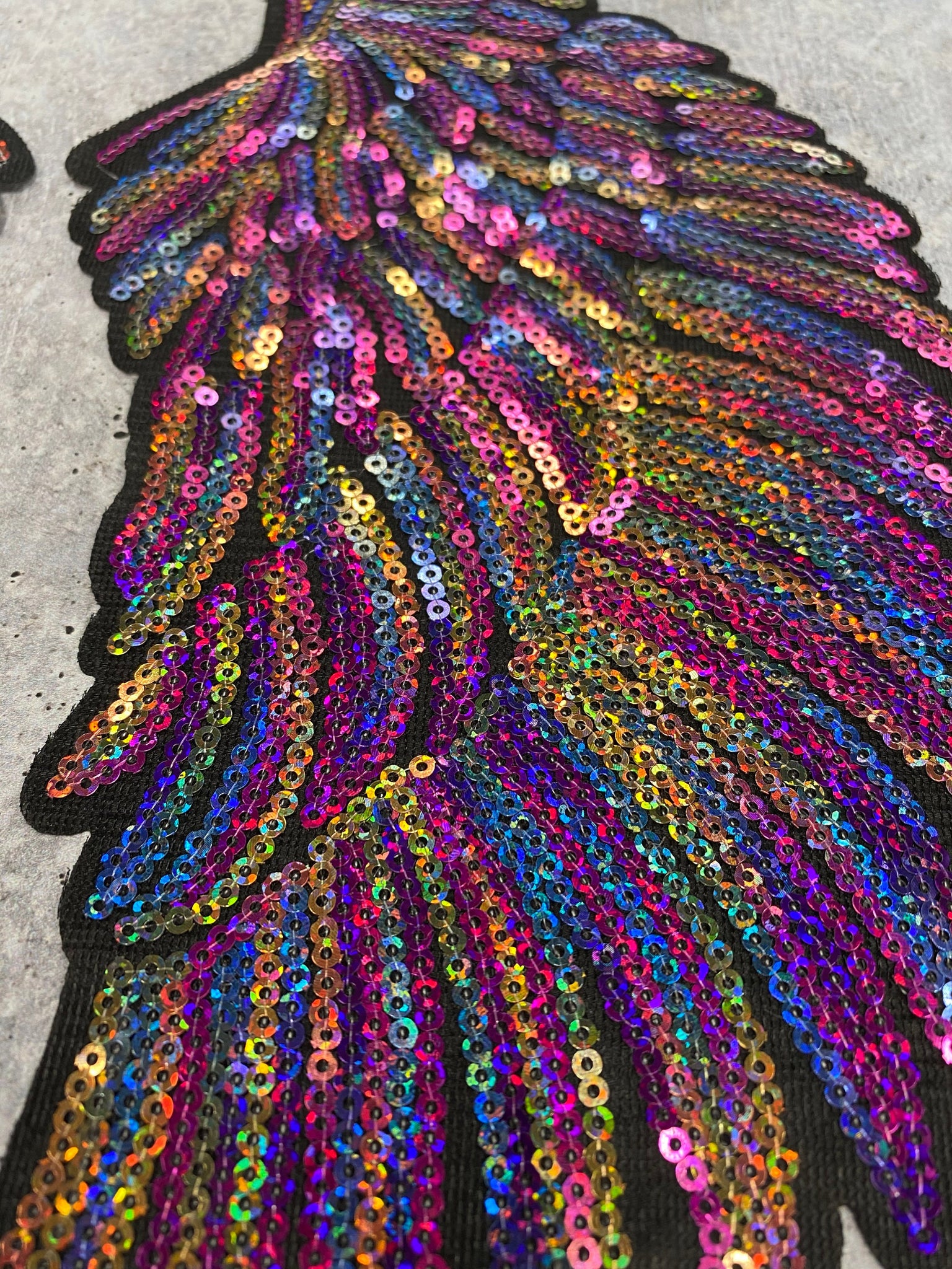 New Sequins, Multi-Colored Angel Wings Patch (iron-on) Size 10x5
