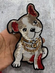 New Arrival, Cool Puppy With Chains, Iron-on Patch, Large Patch; Cool Bling Patch, DIY Applique; Vintage Patch, Animal Patch, Doggy Vest