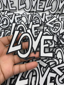 NEW, "LOVE" Black & White, Cool Applique For Clothing, Iron-on Embroidered Patch for jackets and accessories