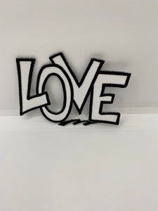 NEW, "LOVE" Black & White, Cool Applique For Clothing, Iron-on Embroidered Patch for jackets and accessories