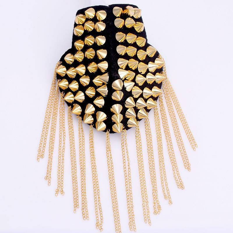 Decorative Shoulder Brooch Set, GOLD Spiked Rivet Designer Epaulette for Blazers, Jackets, and More, Stylish Accessories