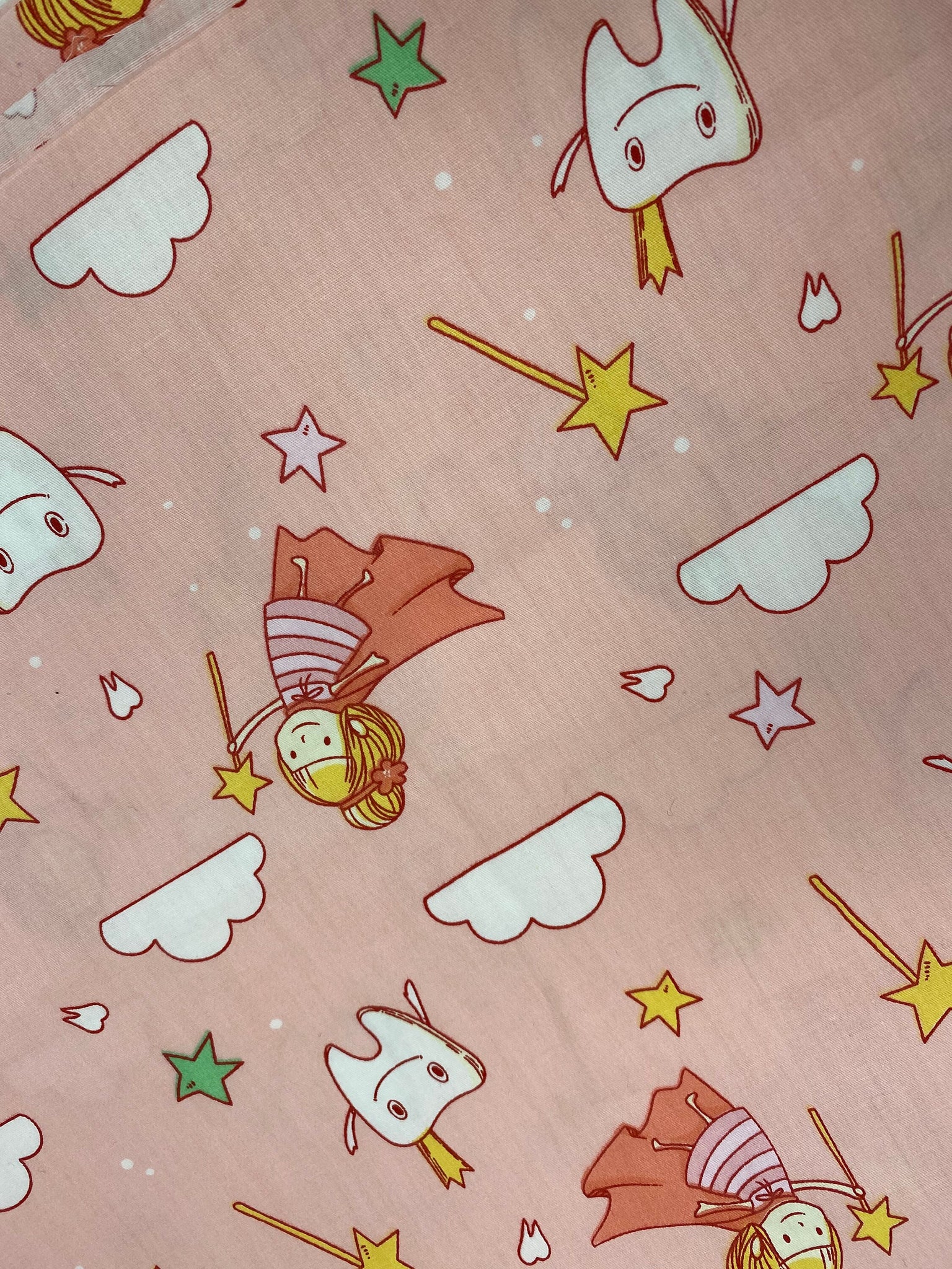 NEW "Tooth Fairy", 100% Ribbed Cotton Fabric, Boutique Fabric, Custom Made Kids Fabric for Masks, Accessories, Bedding & More, 1 Yard