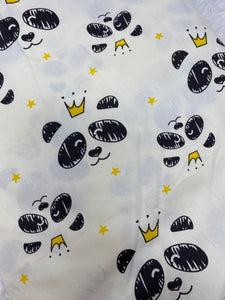 NEW, "Panda Panda Panda", 100% Ribbed Cotton Fabric, Boutique Fabric, Custom Made Kids Fabric for Masks, Accessories, Bedding & More, 1 Yard