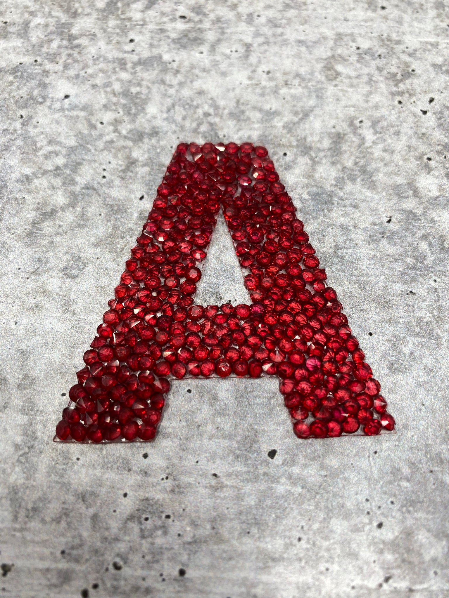 Red (1 pc)Hotfix Rhinestone Letters, Choose Your Letter, Rhinestone Patch  with Adhesive, Mesh Bling Letters, Size 2.28