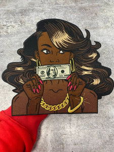 Exclusive, "Put Yo Money Where Yo Mouth Is" 100% Embroidery, 10" Patch, Iron-on, Large Back Patch, Jacket Patch for Jackets and Clothing
