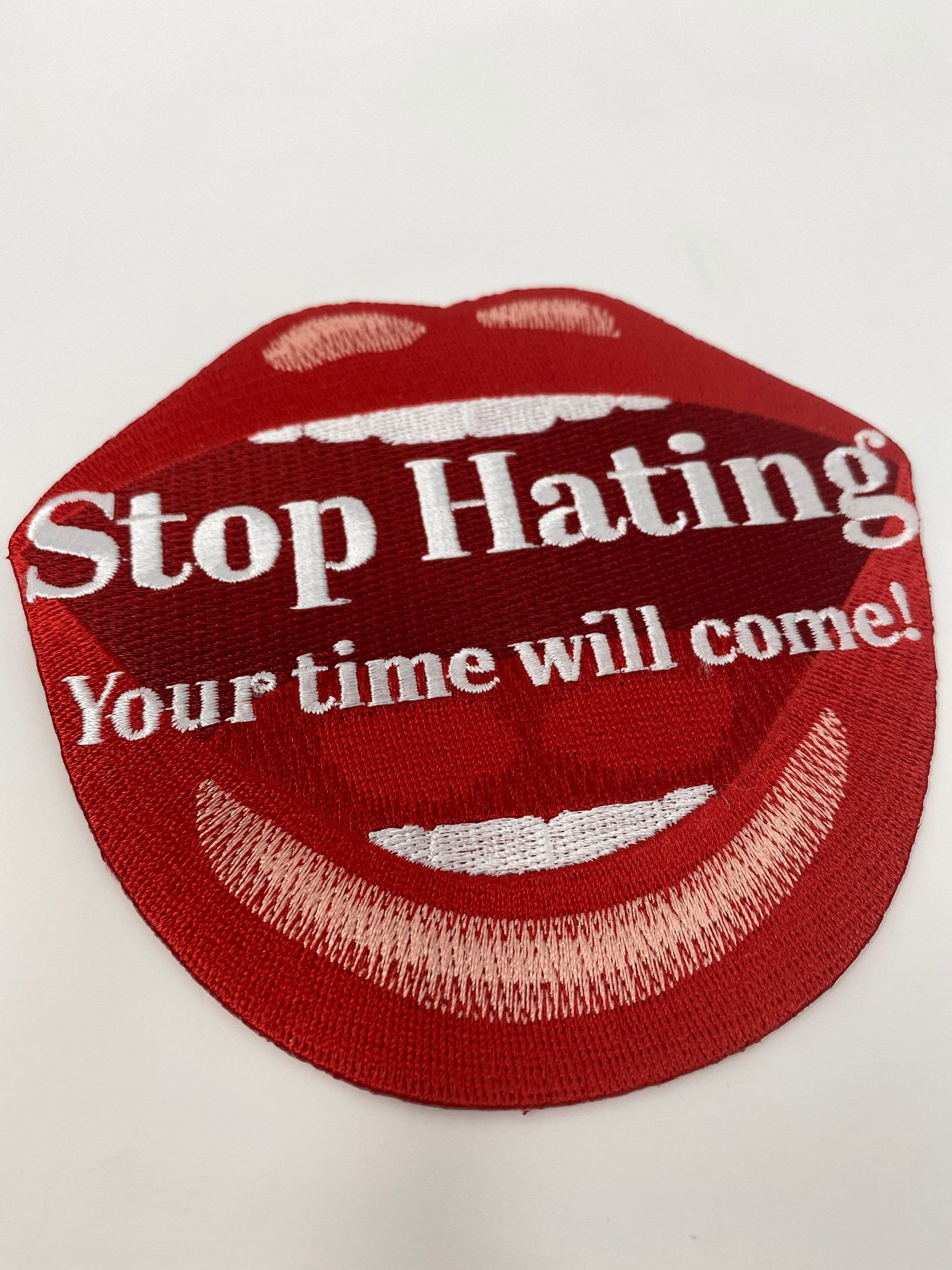 NEW, Cool 4-inch, "Stop Hating.." iron on patch, DIY, Embroidered Applique, Statement Patch for Denim Jackets