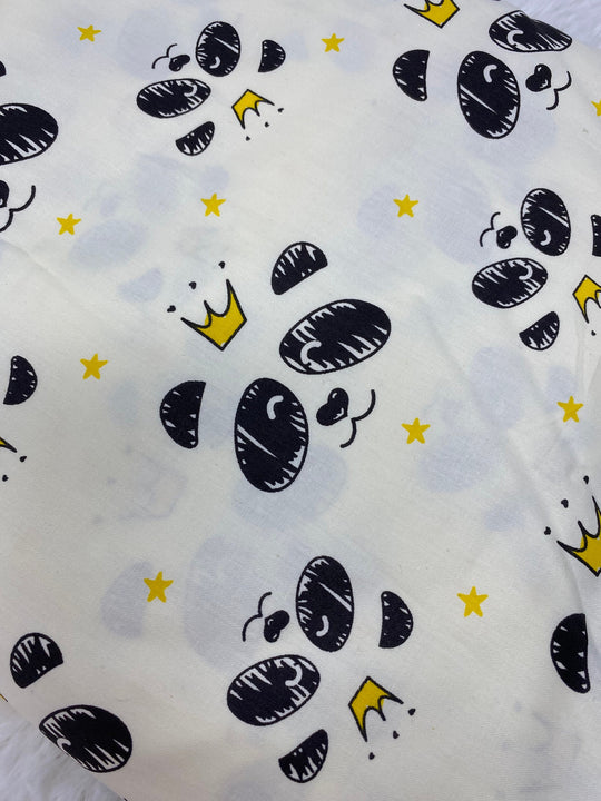 NEW, "Panda Panda Panda", 100% Ribbed Cotton Fabric, Boutique Fabric, Custom Made Kids Fabric for Masks, Accessories, Bedding & More, 1 Yard