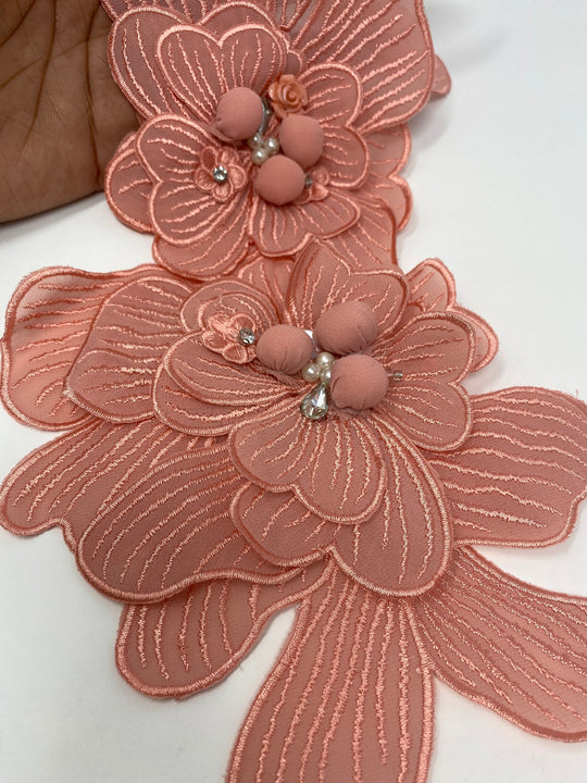 NEW, Exclusive, "Melon Flower" Size 12'', (sew-on) Fashion Applique, Patch for Denim Jacket, Camo, Sweaters